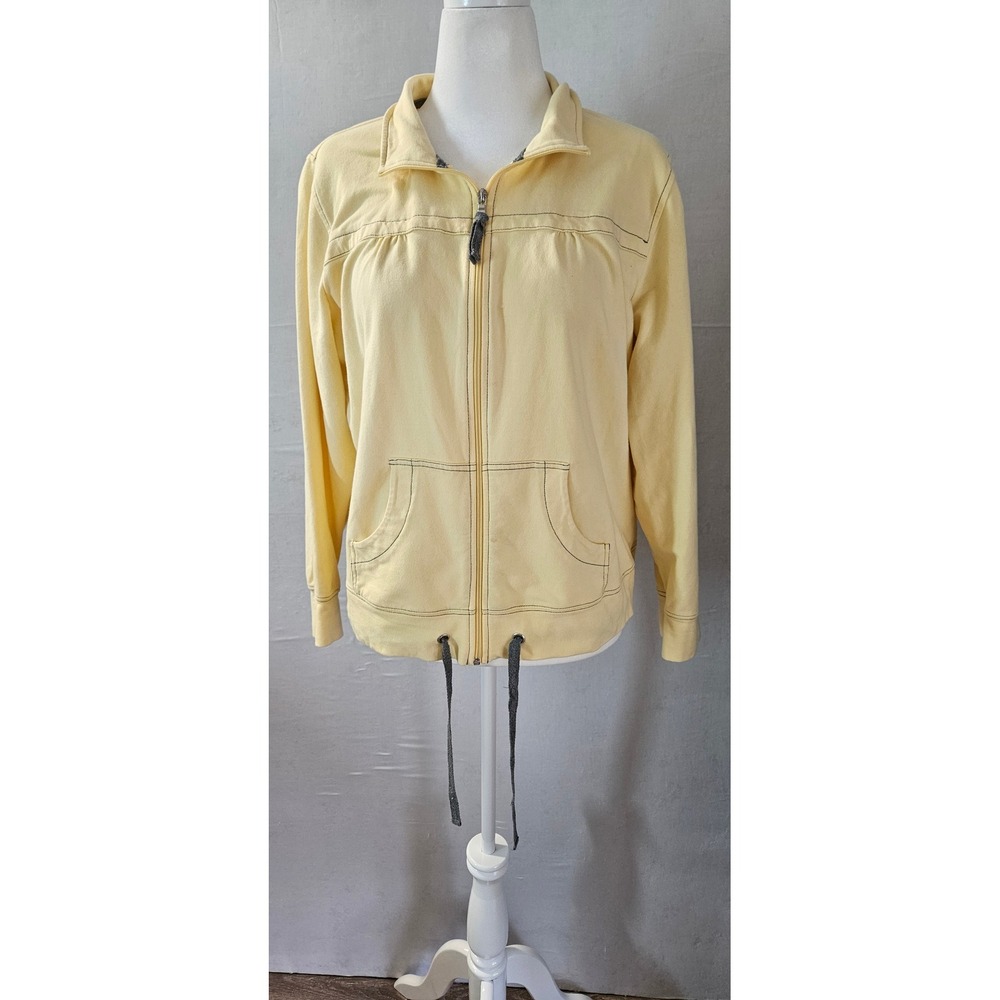 SB Active Women XL Yellow Full Zip Jacket Mock Neck Drawstring Hem Stretch